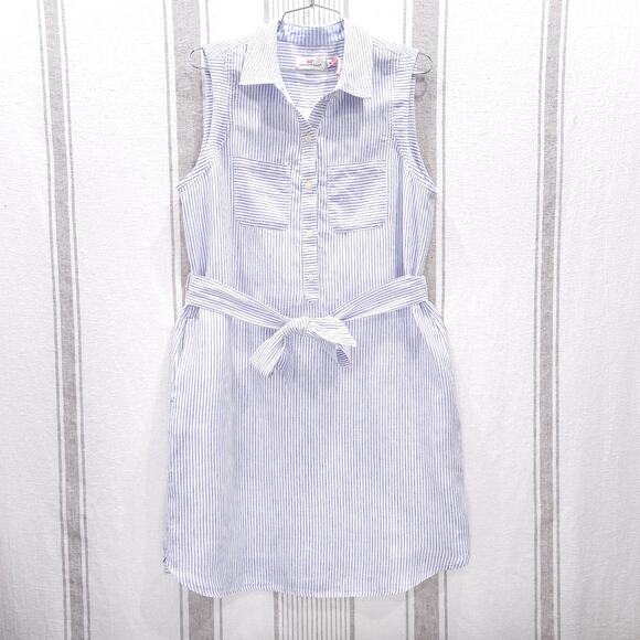 VINEYARD VINES Dress Sz 8 Linen Nautical Striped Preppy East Coast Summer Girly - Picture 1 of 10
